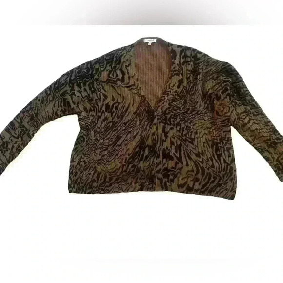 Madewell Tigerized Cardigan Button Down  Sweater Long Sleeve Brown Boho   Size S - Picture 5 of 8